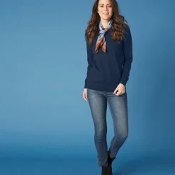 Trui En Vest<Colors&Co Trui met ronde hals in lamswol marine