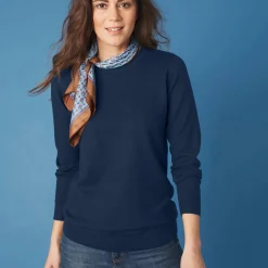 Trui En Vest<Colors&Co Trui met ronde hals in lamswol marine
