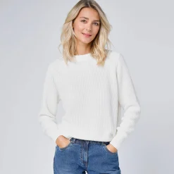 Trui En Vest<Blancheporte Trui met ronde hals in ribtricot gebroken wit