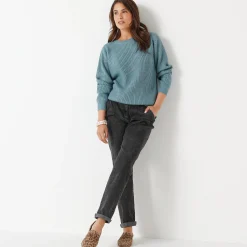 Trui En Vest<Blancheporte Trui met ronde hals in ribtricot celadongrijs