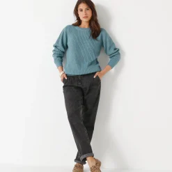 Trui En Vest<Blancheporte Trui met ronde hals in ribtricot celadongrijs