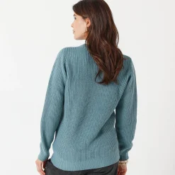 Trui En Vest<Blancheporte Trui met ronde hals in ribtricot celadongrijs
