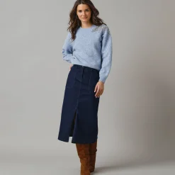 Trui En Vest<Lora Zellini Trui met ronde hals in wolmix, pasje met fantasieparels blauw