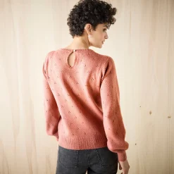 Trui En Vest<Blancheporte Trui met ronde hals, pointelletricot met mohairtouch rozenhout