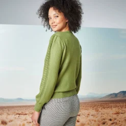 Trui En Vest<Blancheporte Trui met ronde hals, streelzachte fantasietouch kaki