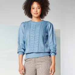Trui En Vest<Blancheporte Trui met ronde hals, streelzachte fantasietouch grijsblauw