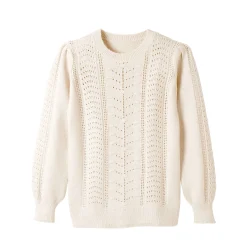 Trui En Vest<Blancheporte Trui met ronde hals, streelzachte fantasietouch ecru