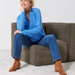 Trui En Vest<Blancheporte Trui met Tunesische hals, patenttricot met zachte touch lavendelblauw
