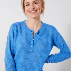 Trui En Vest<Blancheporte Trui met Tunesische hals, patenttricot met zachte touch lavendelblauw