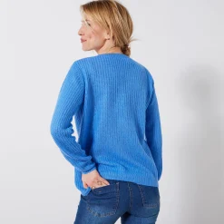 Trui En Vest<Blancheporte Trui met Tunesische hals, patenttricot met zachte touch lavendelblauw