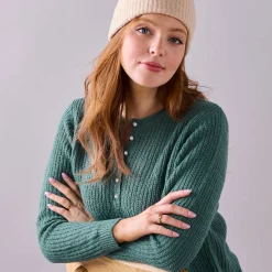Trui En Vest<Blancheporte Trui met Tunesische hals, patenttricot met zachte touch saliegroen