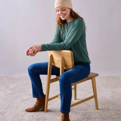 Trui En Vest<Blancheporte Trui met Tunesische hals, patenttricot met zachte touch saliegroen
