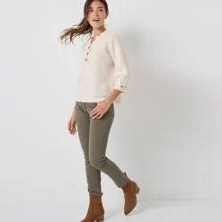 Trui En Vest<Blancheporte Trui met Tunesische hals en 3/4-mouwen, fantasietricot ecru