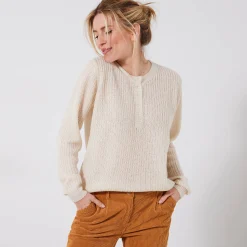 Trui En Vest<Blancheporte Trui met Tunesische hals, patenttricot met zachte touch ecru