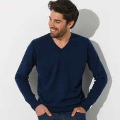 Feestoutfits Heren|Trui En Vest<Blancheporte Trui met V-hals, 80% wol marine