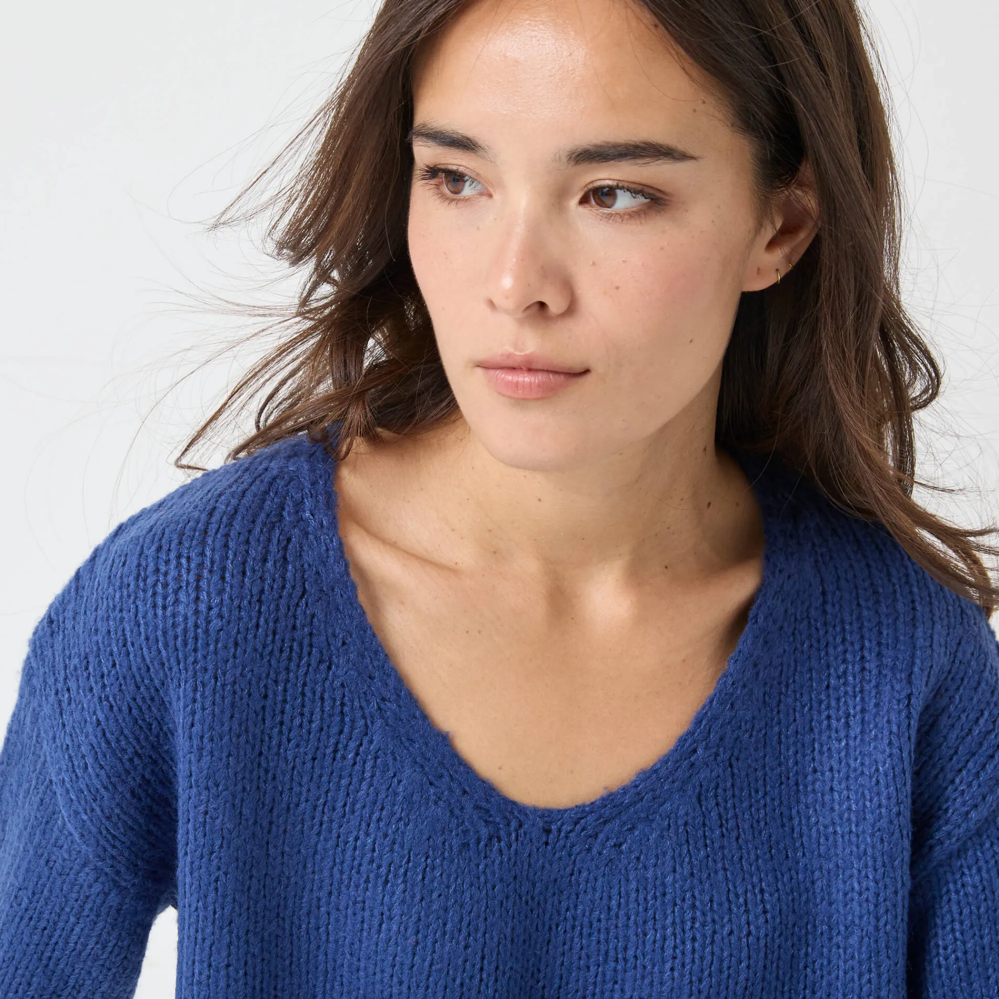 Trui En Vest<Blancheporte Trui met V-hals en loose volume, mohairtouch marine