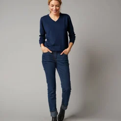 Trui En Vest<Colors&Co Trui met V-hals in lamswol marine