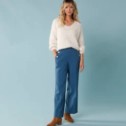 Trui En Vest<Blancheporte Trui met V-hals, 'loose' volume, in fantasie pareltricot ecru