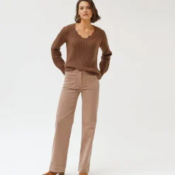 Trui En Vest<Blancheporte Trui met V-hals, patenttricot taupe