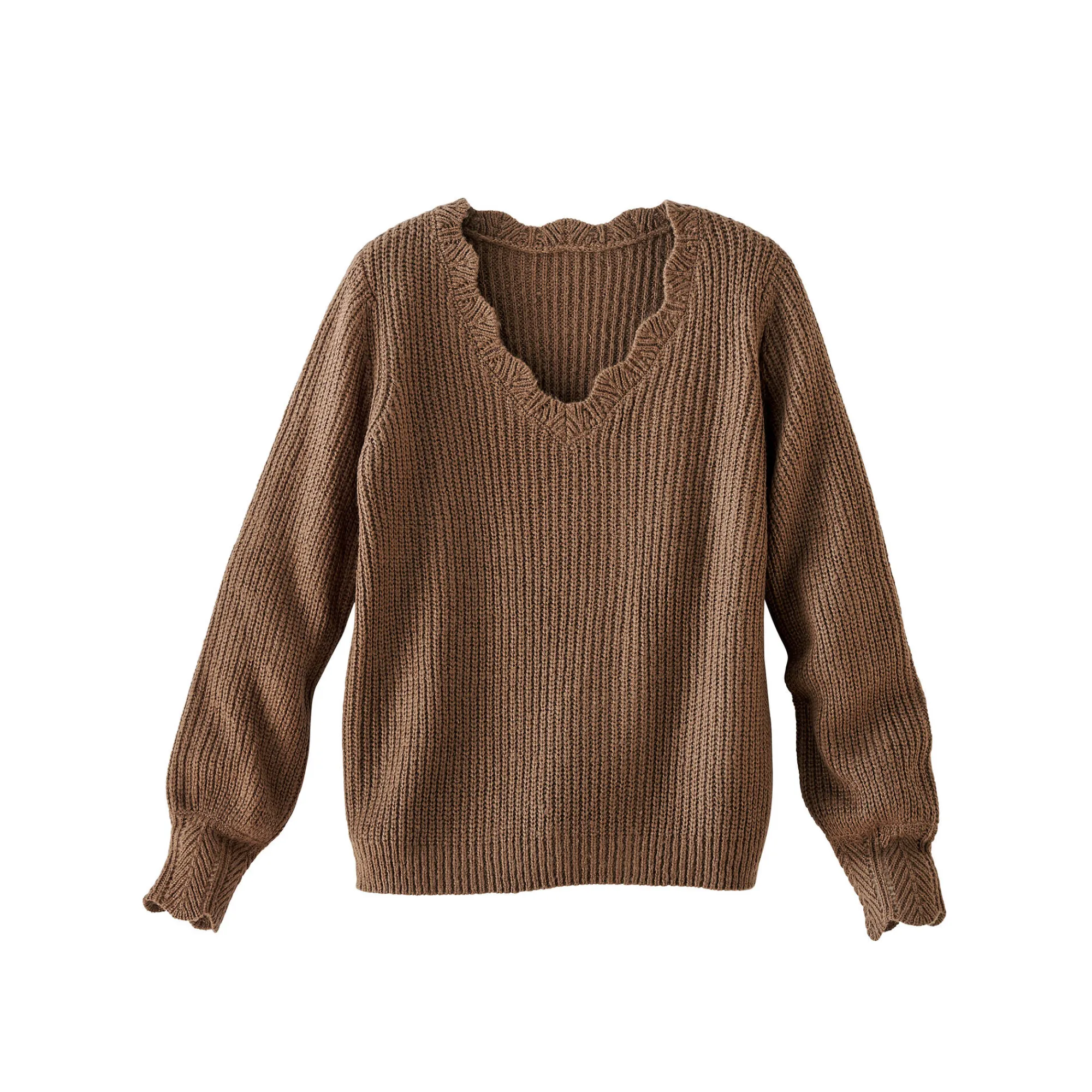 Trui En Vest<Blancheporte Trui met V-hals, patenttricot taupe