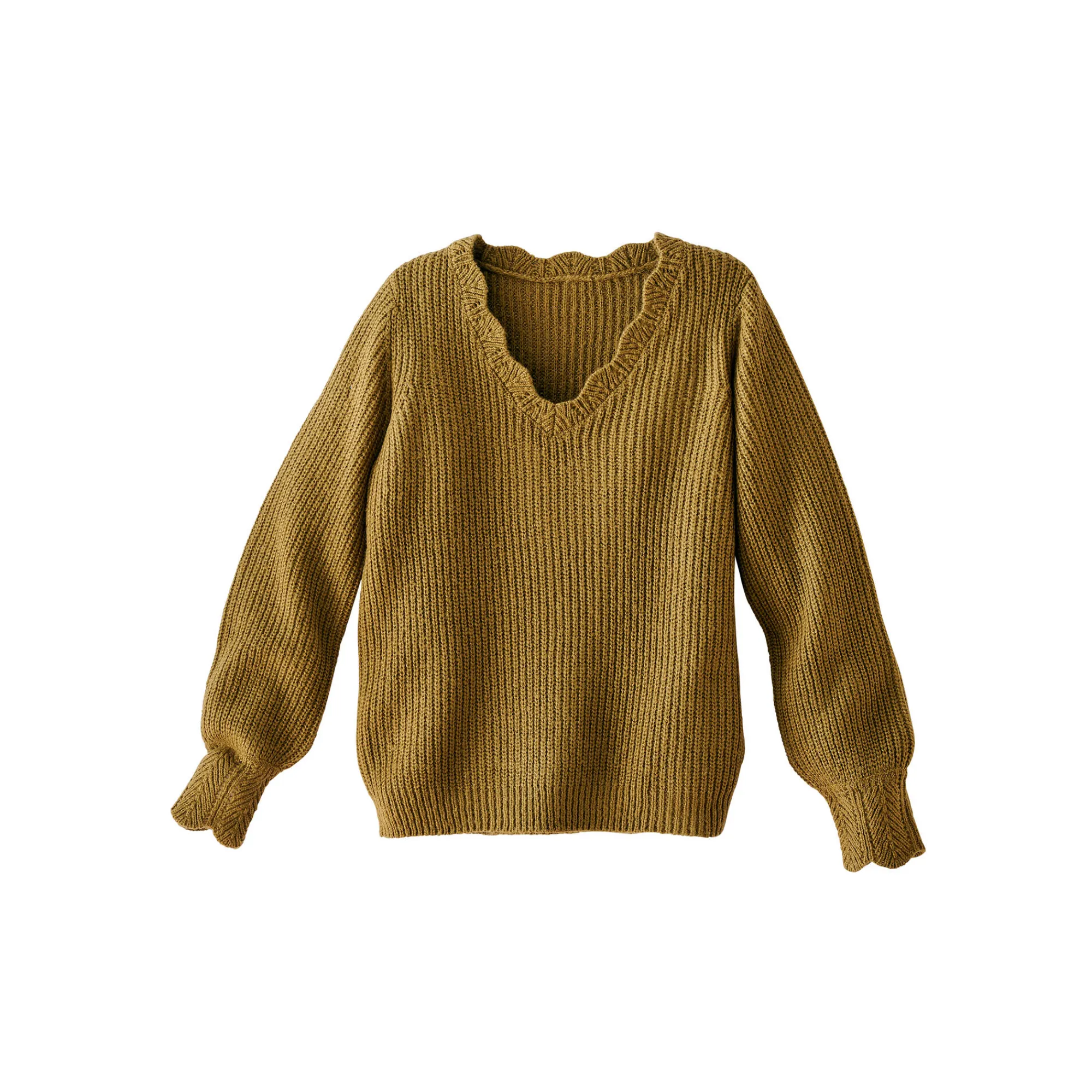 Trui En Vest<Blancheporte Trui met V-hals, patenttricot olijfgroen