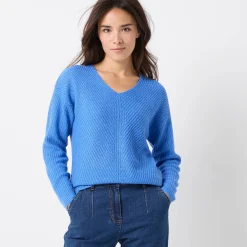 Trui En Vest<Blancheporte Trui met V-hals, patenttricot met zachte touch lavendelblauw