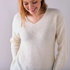 Trui En Vest<Blancheporte Trui met V-hals, patenttricot met zachte touch ecru