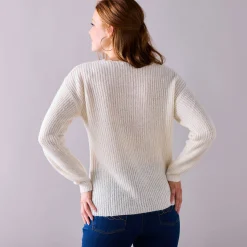 Trui En Vest<Blancheporte Trui met V-hals, patenttricot met zachte touch ecru