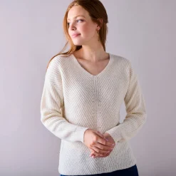 Trui En Vest<Blancheporte Trui met V-hals, patenttricot met zachte touch ecru