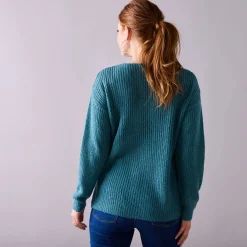 Trui En Vest<Blancheporte Trui met V-hals, patenttricot met zachte touch saliegroen