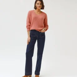 Trui En Vest<Blancheporte Trui met V-hals, patenttricot rozenhout