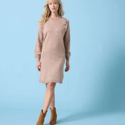 Jurk<Blancheporte Trui Special Petites, fantasiebreisel met zachte touch chiné hazelnootbruin