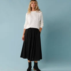 Feestoutfits Dames|Trui En Vest<Blancheporte Trui voor kleine lengtes met kabels en strassen ecru