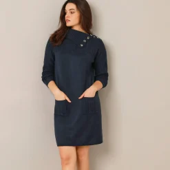 Jurk<Blancheporte Trui-jurk in kabeltricot marine