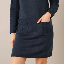 Jurk<Blancheporte Trui-jurk in kabeltricot marine
