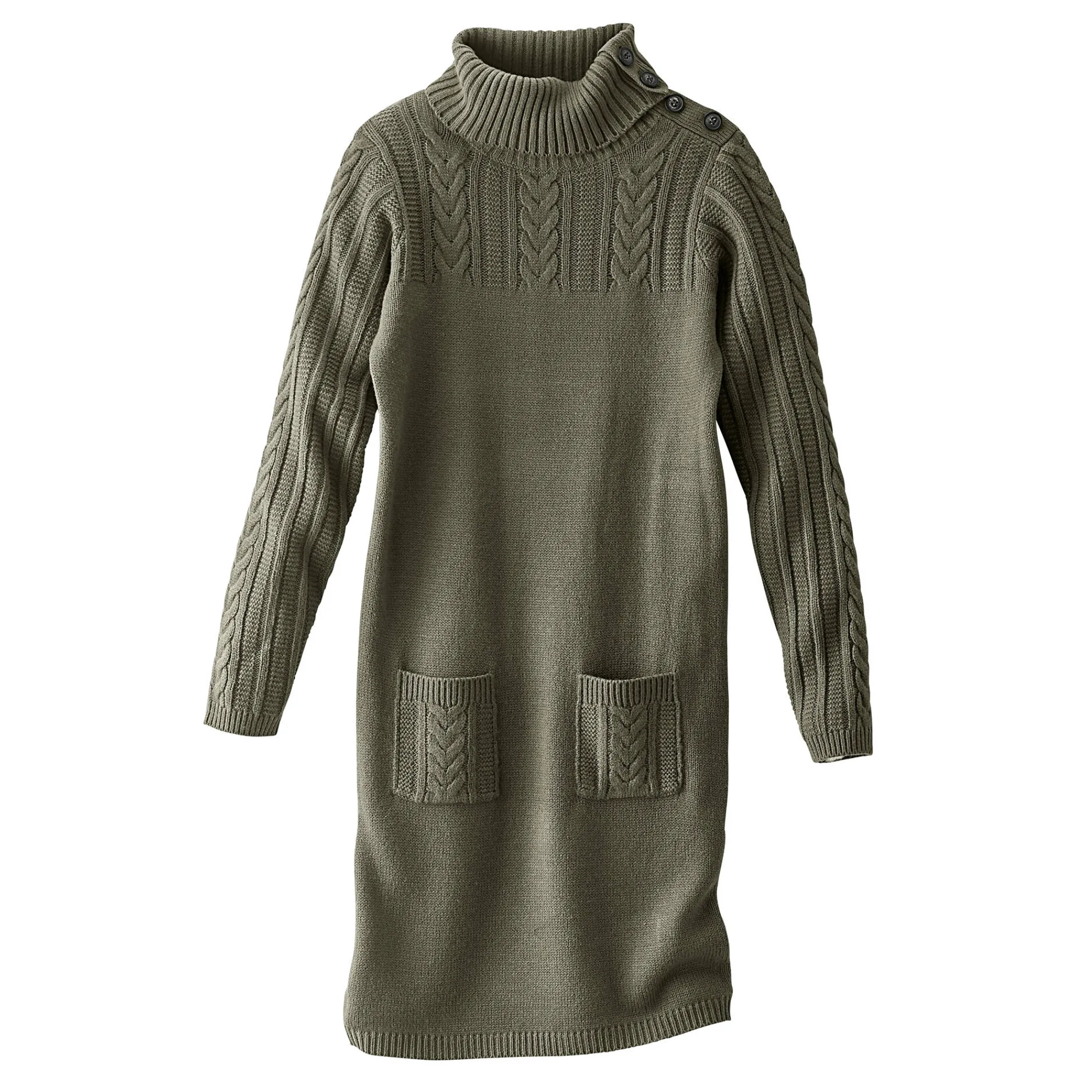 Jurk<Blancheporte Trui-jurk in kabeltricot kaki