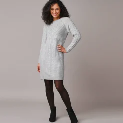 Jurk<Blancheporte Trui-jurk in kabeltricot chiné grijs