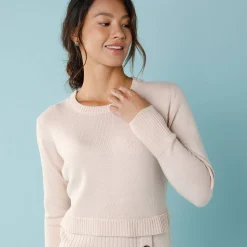 Jurk<Blancheporte Trui-jurk in wikkelstijl, kleine lengtes beige