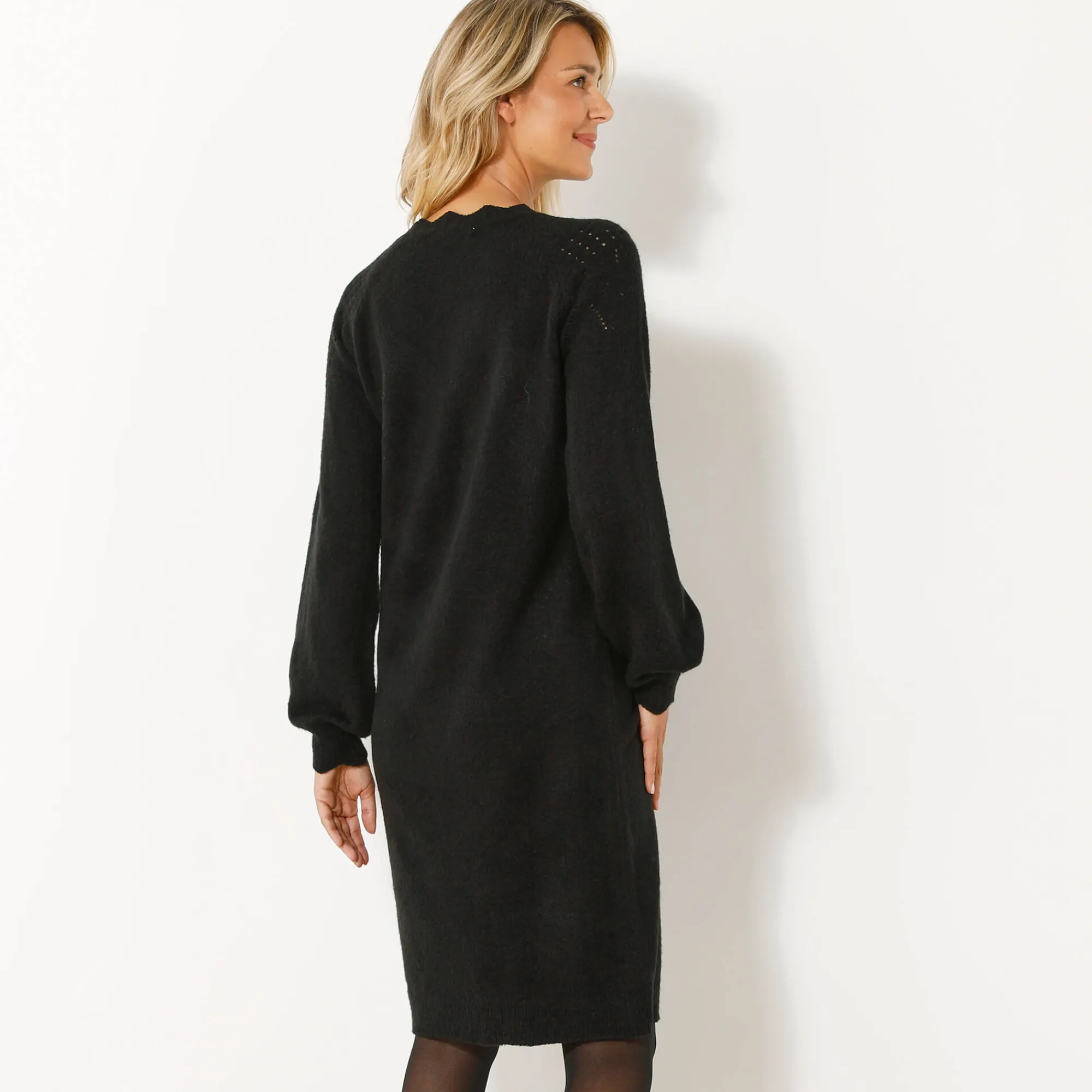 Jurk<Blancheporte Trui-jurk met geschulpte afwerking, fantasietricot zwart
