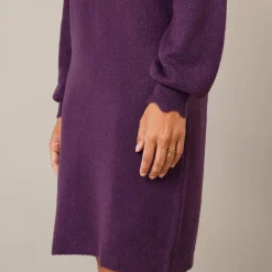 Jurk<Blancheporte Trui-jurk met geschulpte afwerking, fantasietricot pruim
