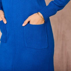 Jurk<Blancheporte Trui-jurk met zakken blauw