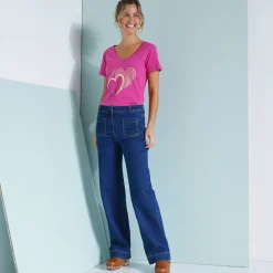 T-Shirt En Topje<Blancheporte T-shirt col V imprimé doré Indisch roze