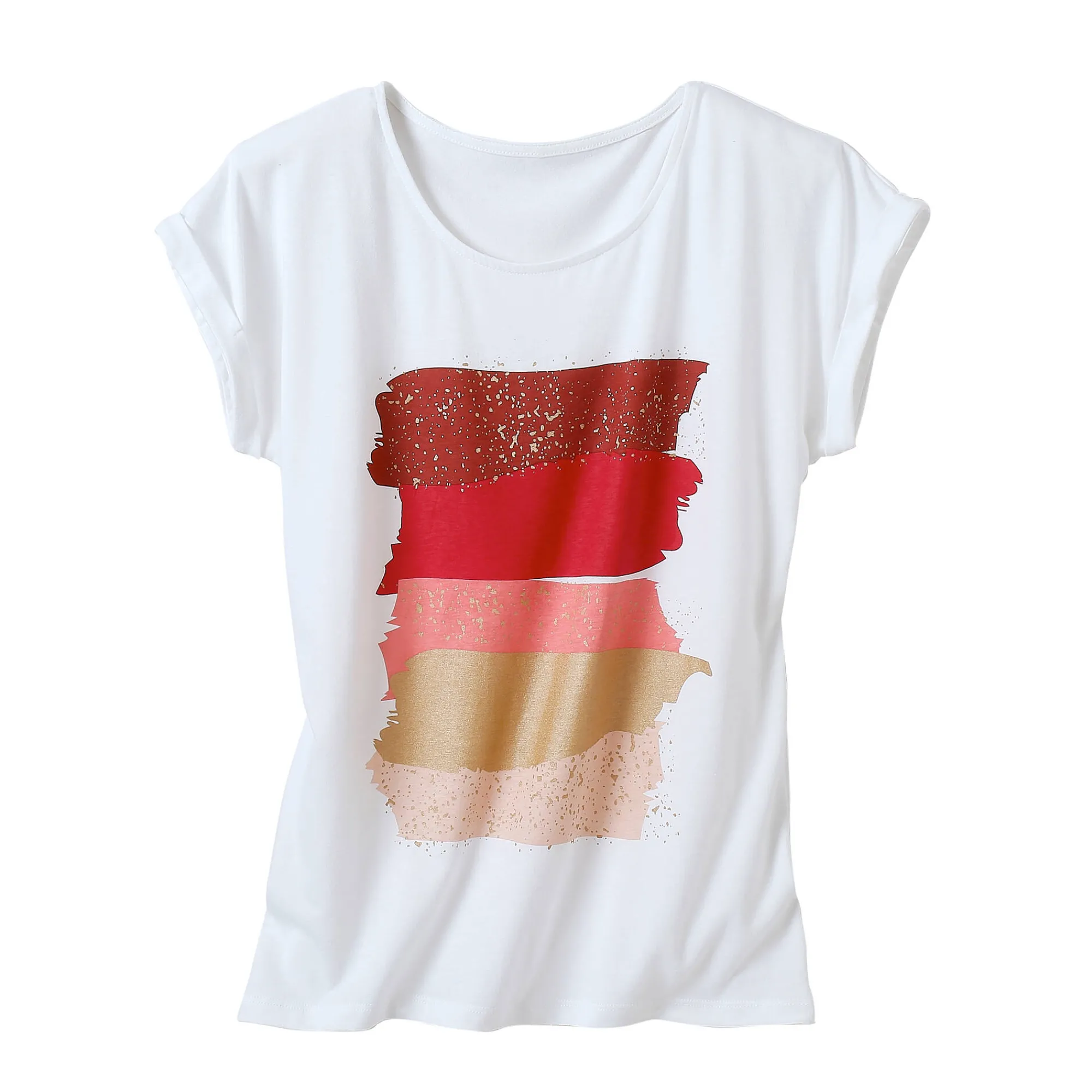 T-Shirt En Topje<Blancheporte T-shirt in fifties model met arty print, jerseytricot terracotta