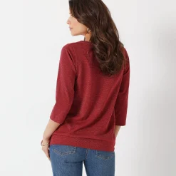 T-Shirt En Topje<Blancheporte T-shirt in glanstricot bordeaux
