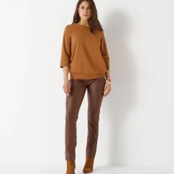 T-Shirt En Topje<Blancheporte T-shirt in glanstricot hazelnootbruin