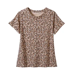 T-Shirt En Topje<Blancheporte T-shirt, korte mouwen met omslag, dierenhuidprint beige