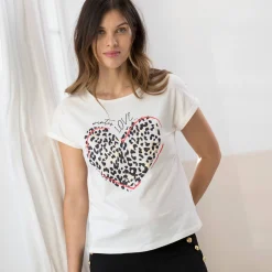 T-Shirt En Topje<Blancheporte T-shirt manches courtes, imprimé "love" ecru