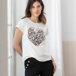 T-Shirt En Topje<Blancheporte T-shirt manches courtes, imprimé "love" ecru