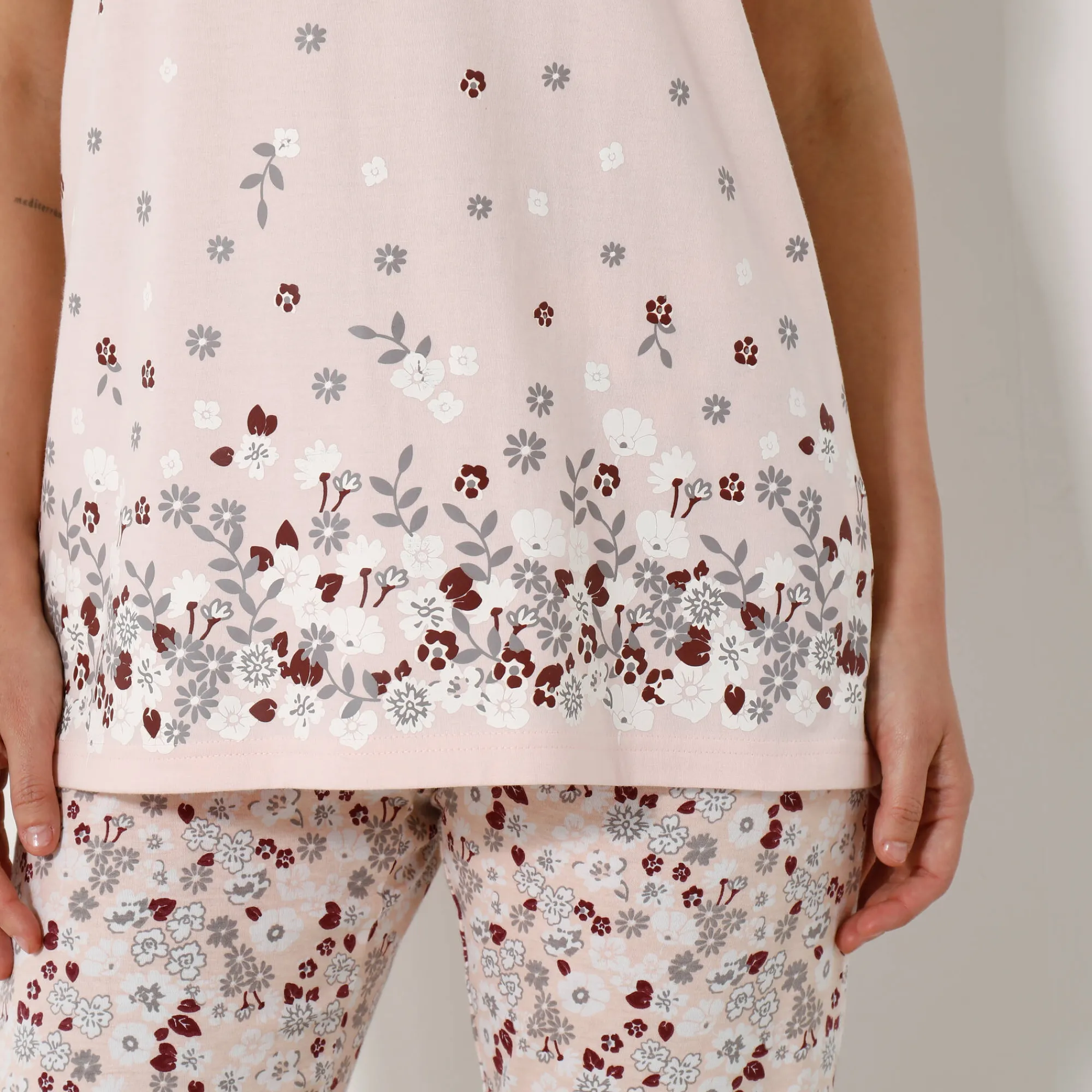 Pyjama<Blancheporte T-shirt met bloemenprint - korte mouwen roze