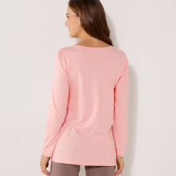 Pyjama<Blancheporte T-shirt met bloemenprint - lange mouwen roze
